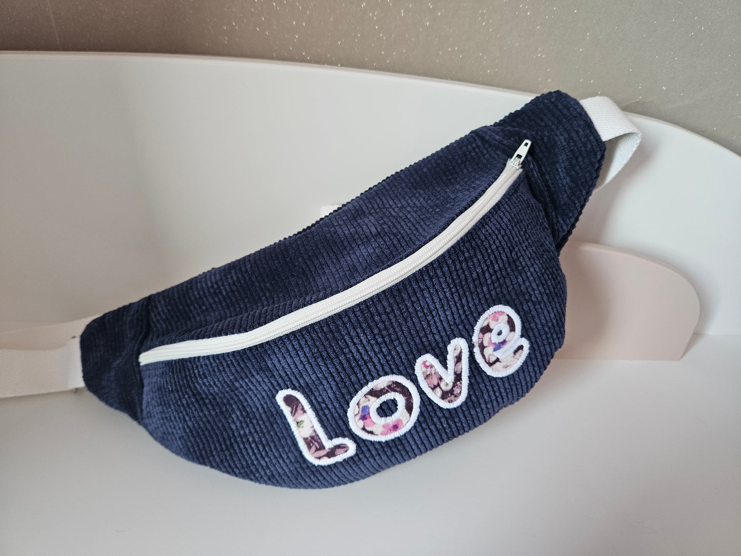 Sac banane velours marine