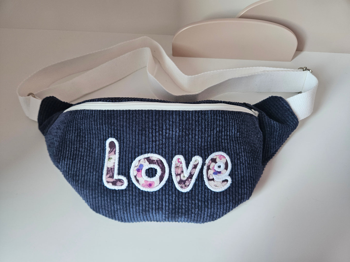 Sac banane velours marine