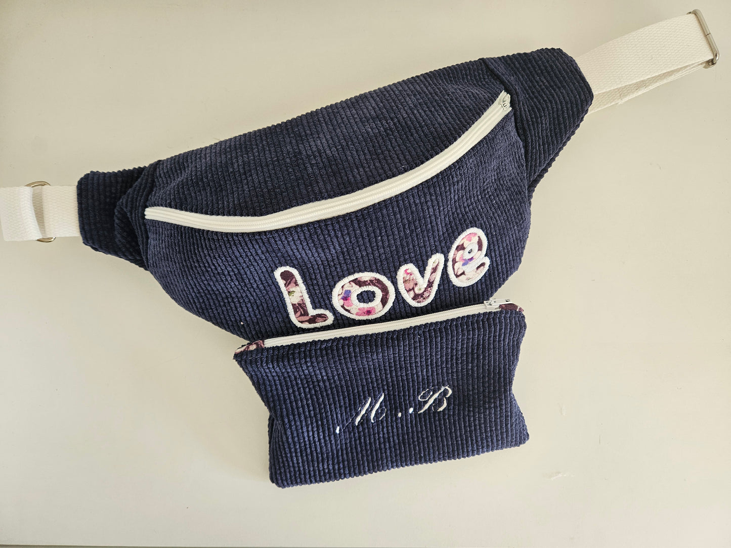 Sac banane velours marine