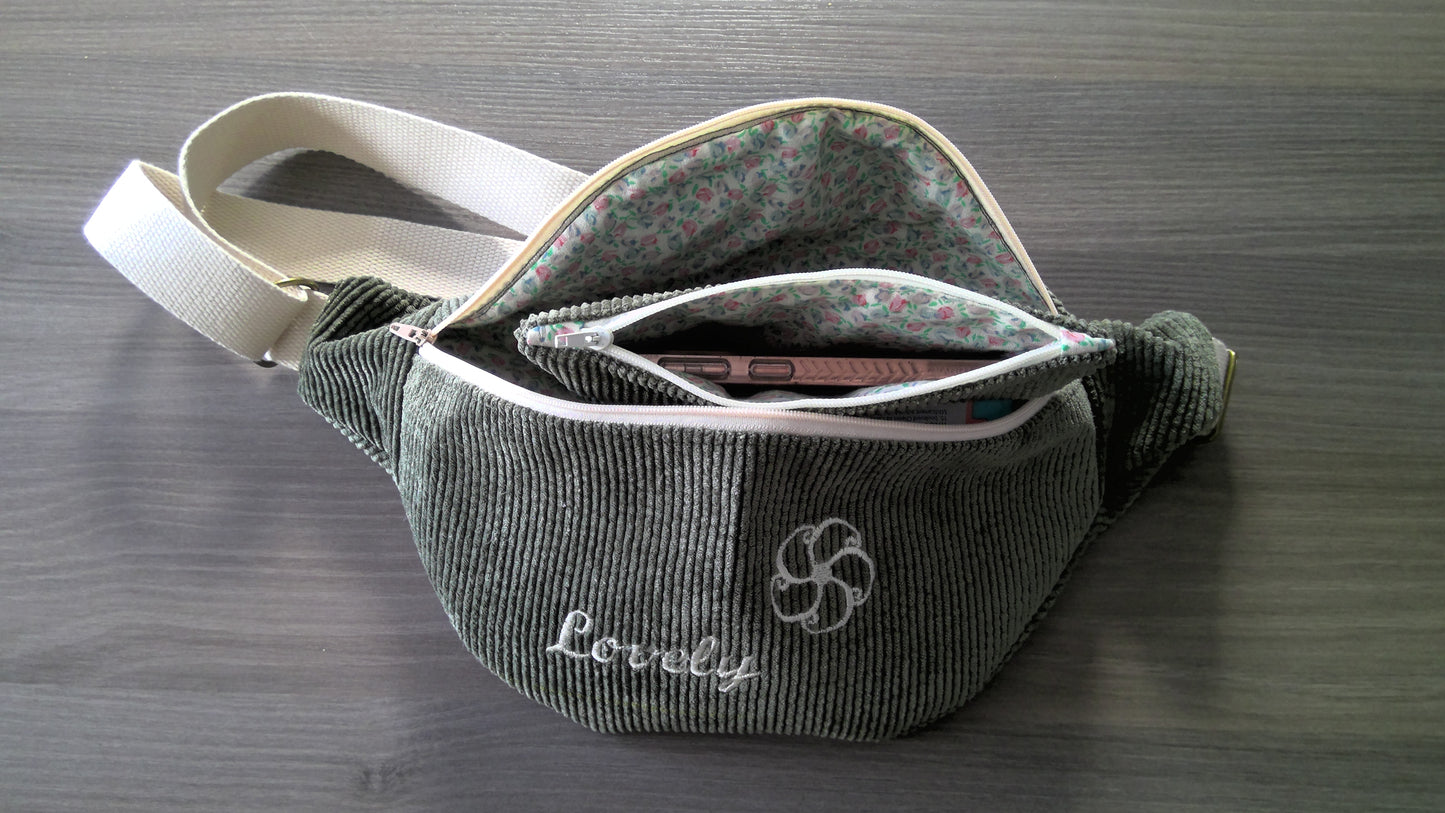 Sac banane velours vert