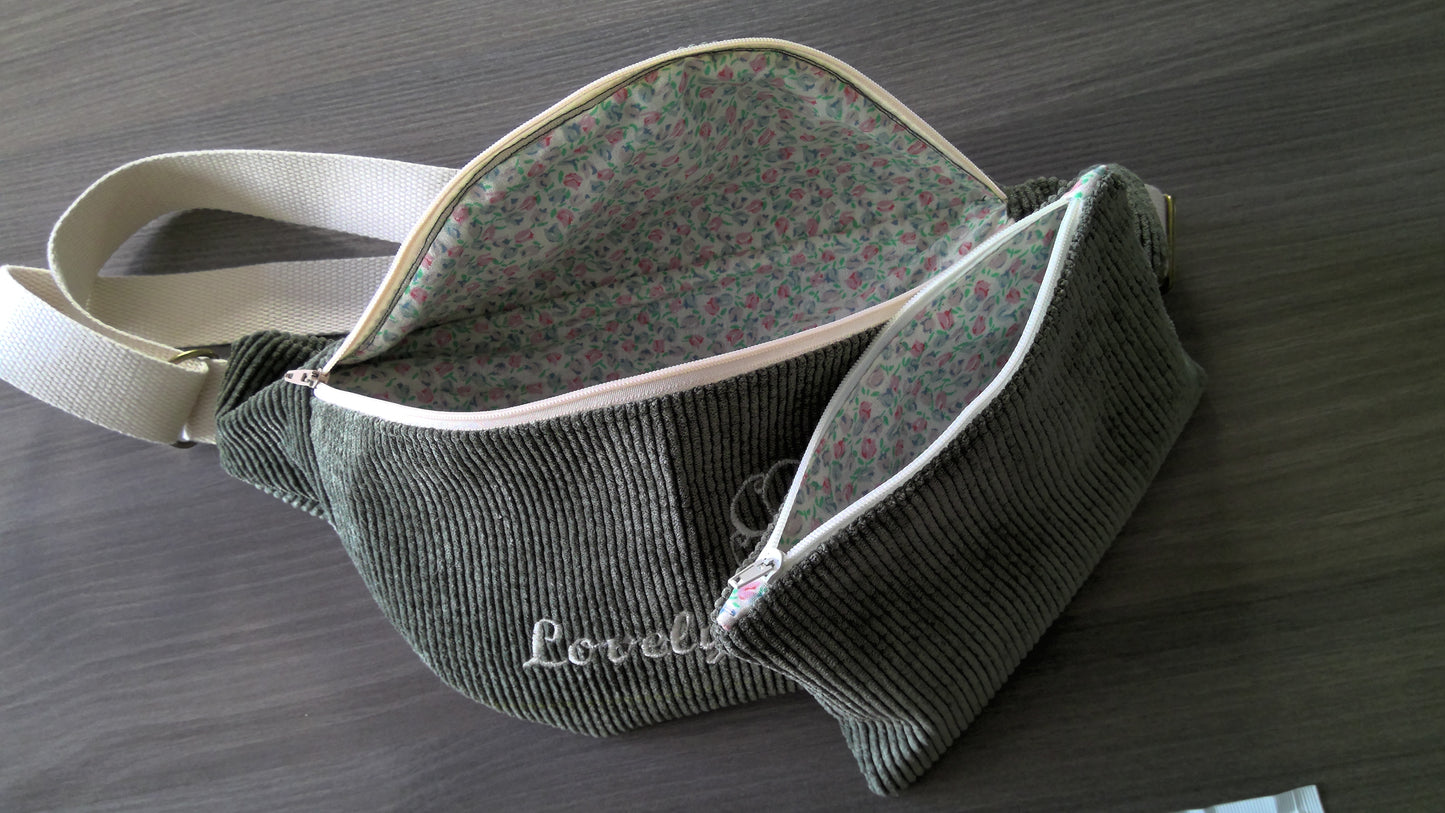 Sac banane velours vert